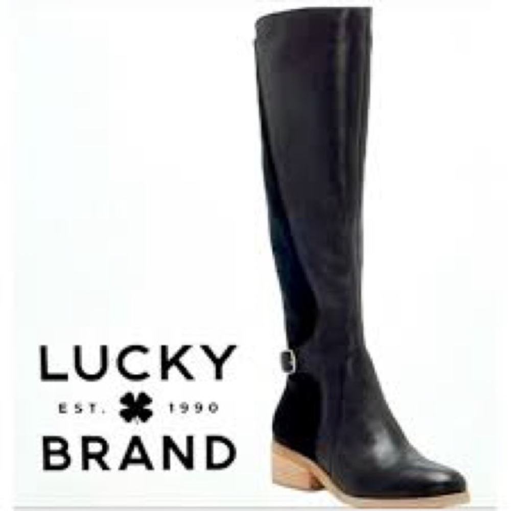 New! Lucky Brand Timinii Black Leather Tall Boot 7M
